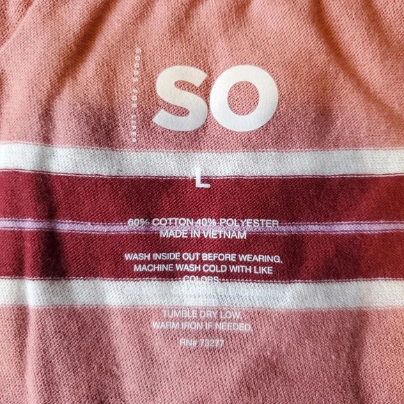 SO | Essential V-Neck Long Sleeve T-Shirt in Pink Stripe sz Various - Picture 5 of 10